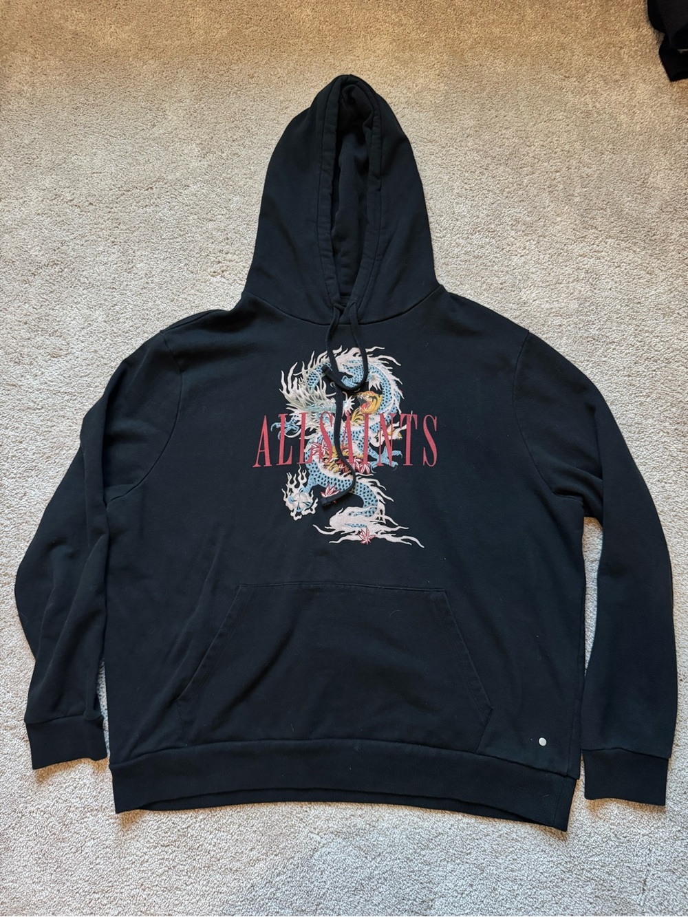 AllSaints Black Dragon Logo Hoodie